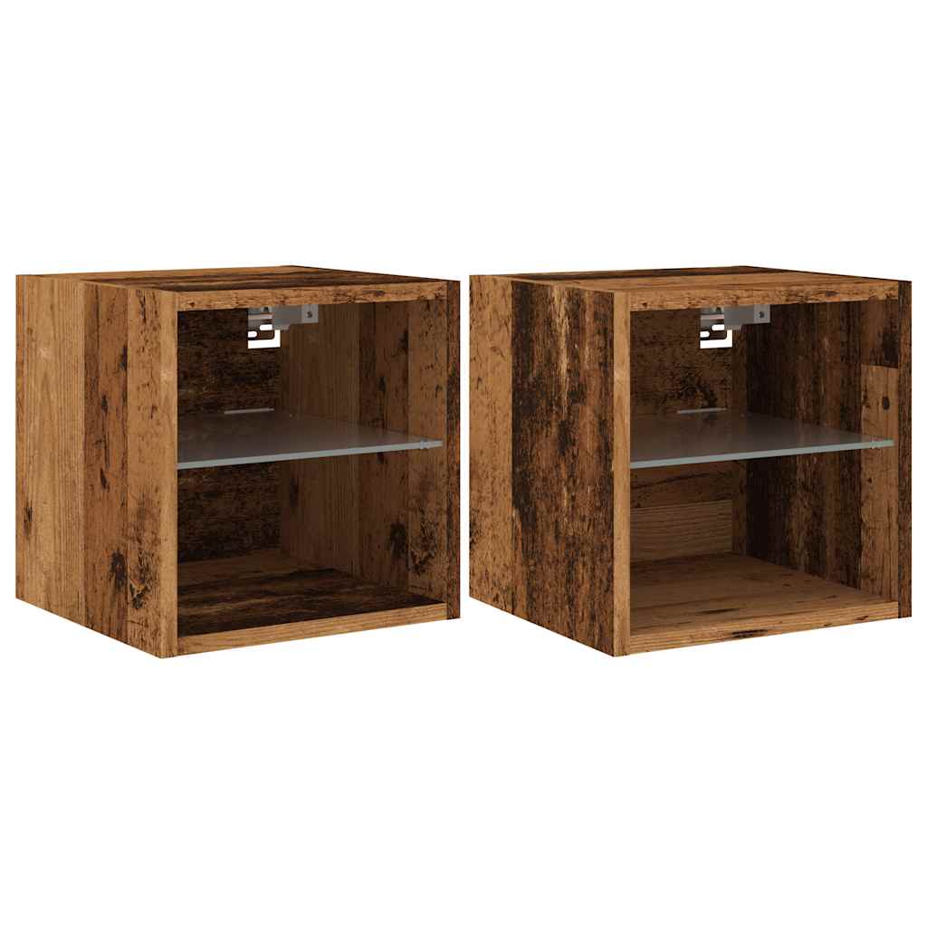 vidaXL TV-Wandschränke mit LED-Leuchten 2 Stk. Altholz-Optik
