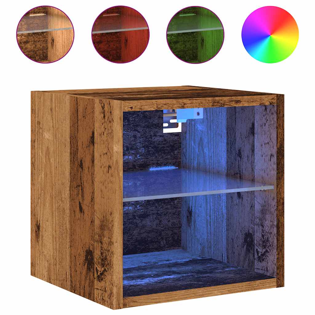 vidaXL TV-Wandschränke mit LED-Leuchten 2 Stk. Altholz-Optik