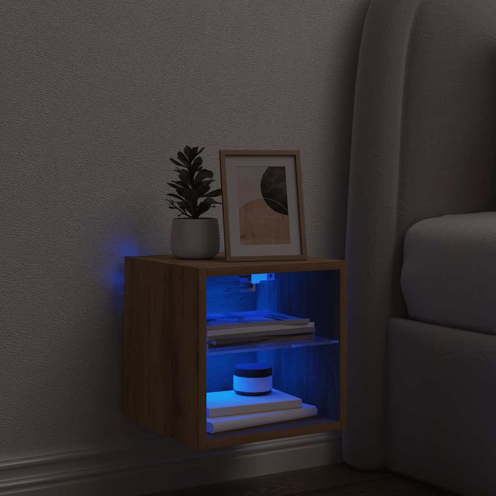 vidaXL TV-Wandschrank mit LED-Leuchten Artisan-Eiche 30x28,5x30cm