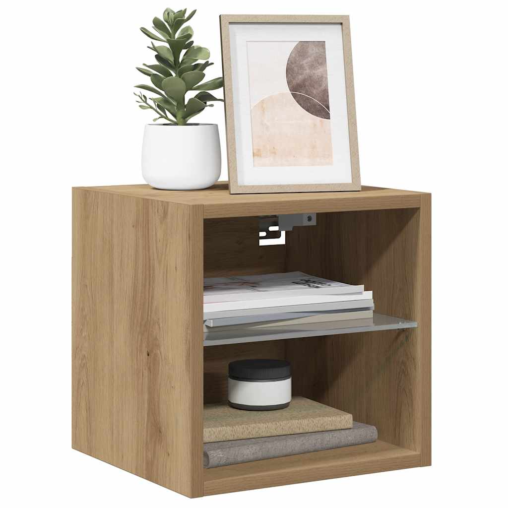 vidaXL TV-Wandschrank mit LED-Leuchten Artisan-Eiche 30x28,5x30cm