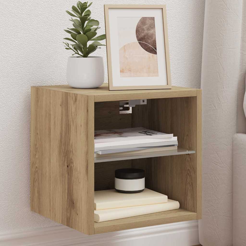 vidaXL TV-Wandschrank mit LED-Leuchten Artisan-Eiche 30x28,5x30cm