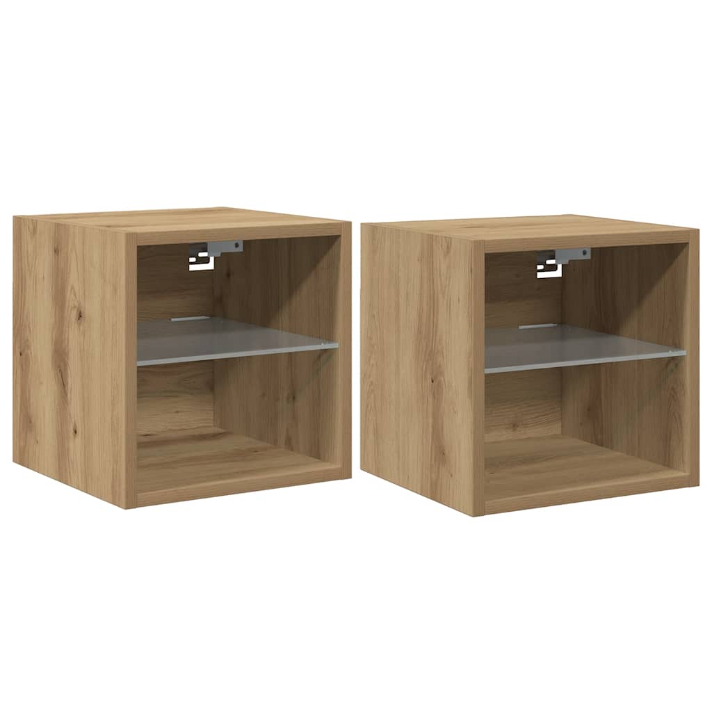 vidaXL TV-Wandschränke mit LED-Leuchten 2 Stk. Artisan-Eiche