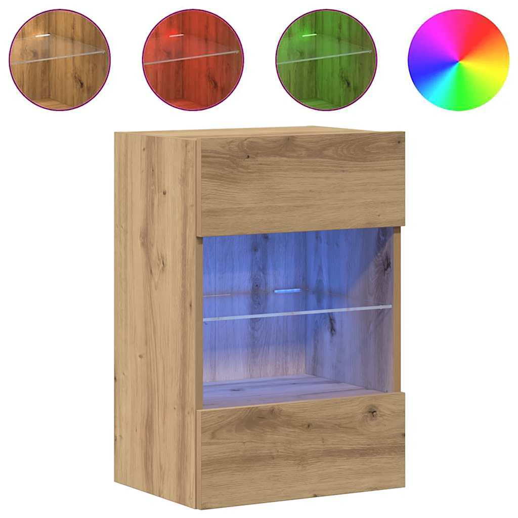 vidaXL Wandschränke mit LED-Leuchten für TV 2 Stk. Artisan-Eiche