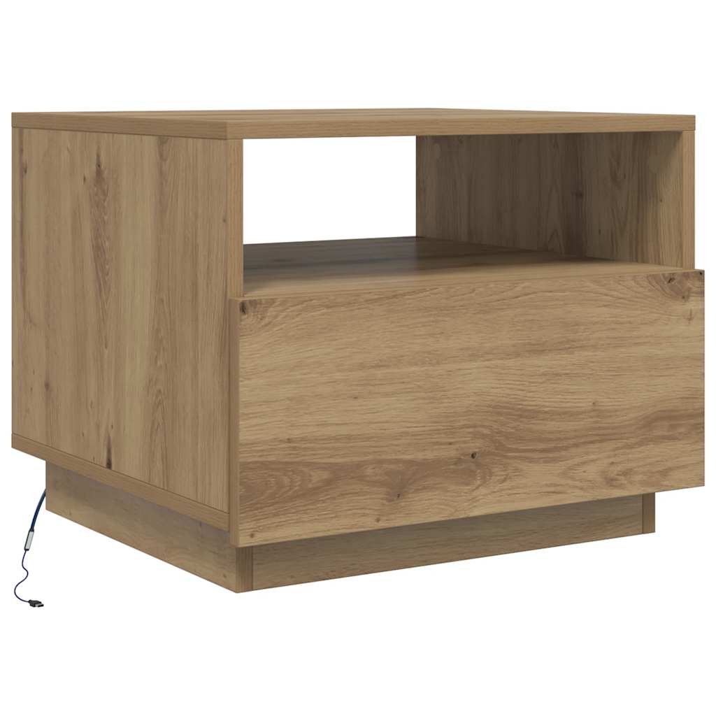 vidaXL Couchtisch mit LED-Leuchten Artisan-Eiche 50x49x40 cm