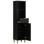vidaXL Badschrank Schwarz 38x33x160 cm Massivholz Mango