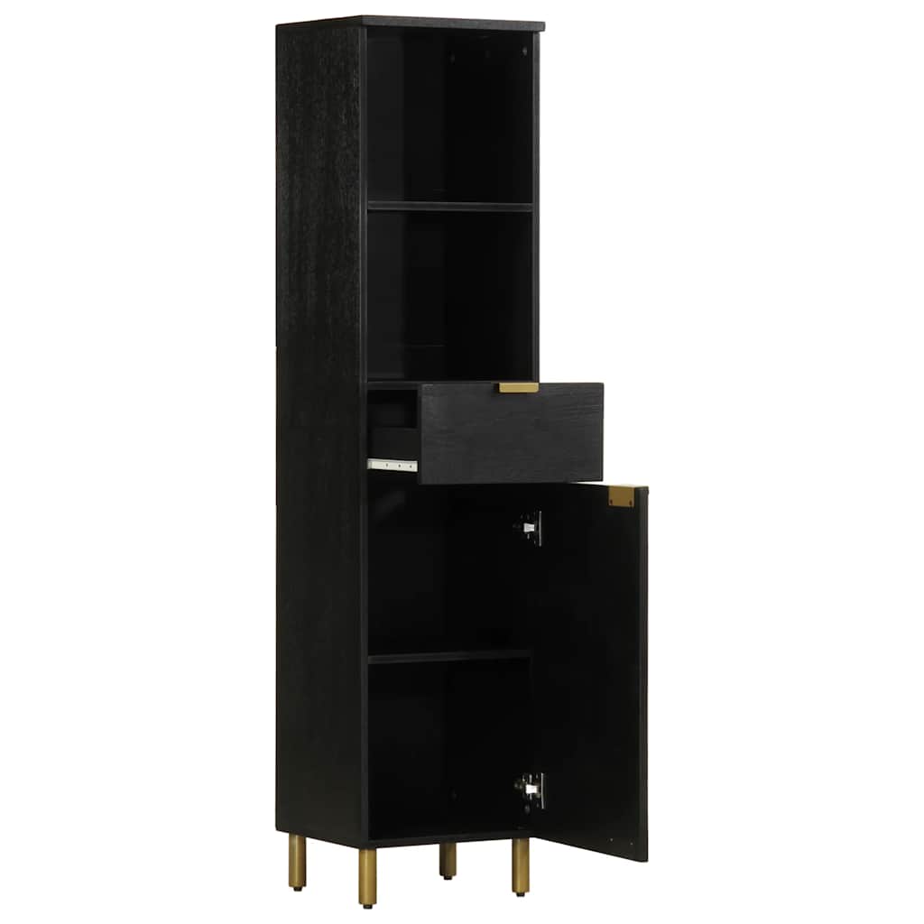 vidaXL Badschrank Schwarz 38x33x160 cm Massivholz Mango