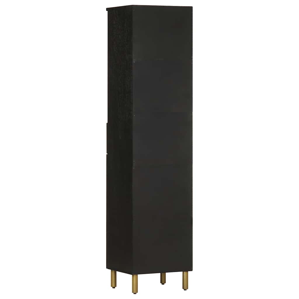 vidaXL Badschrank Schwarz 38x33x160 cm Massivholz Mango
