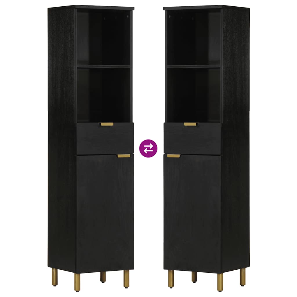 vidaXL Badschrank Schwarz 38x33x160 cm Massivholz Mango