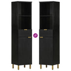 vidaXL Badschrank Schwarz 38x33x160 cm Massivholz Mango