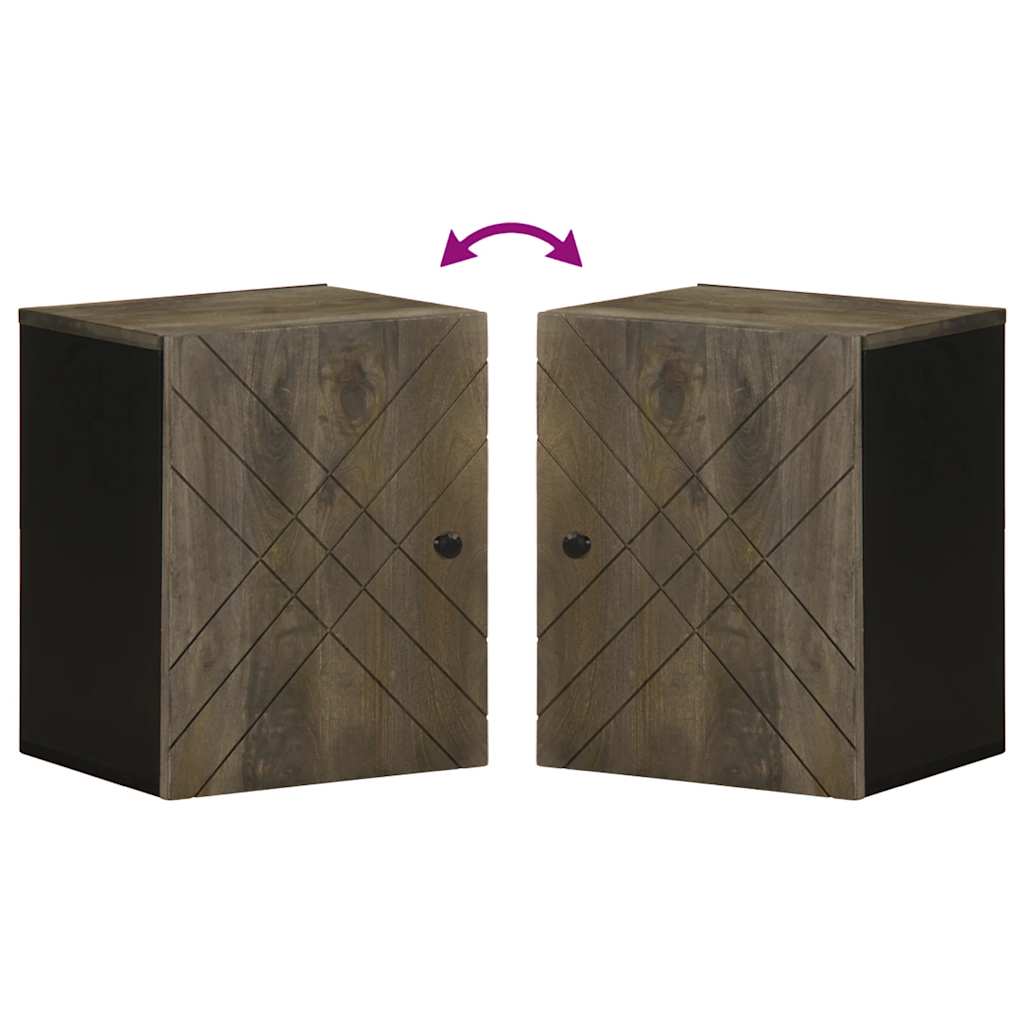 vidaXL Bad-Wandschrank Schwarz 38x33x48 cm Massivholz Mango