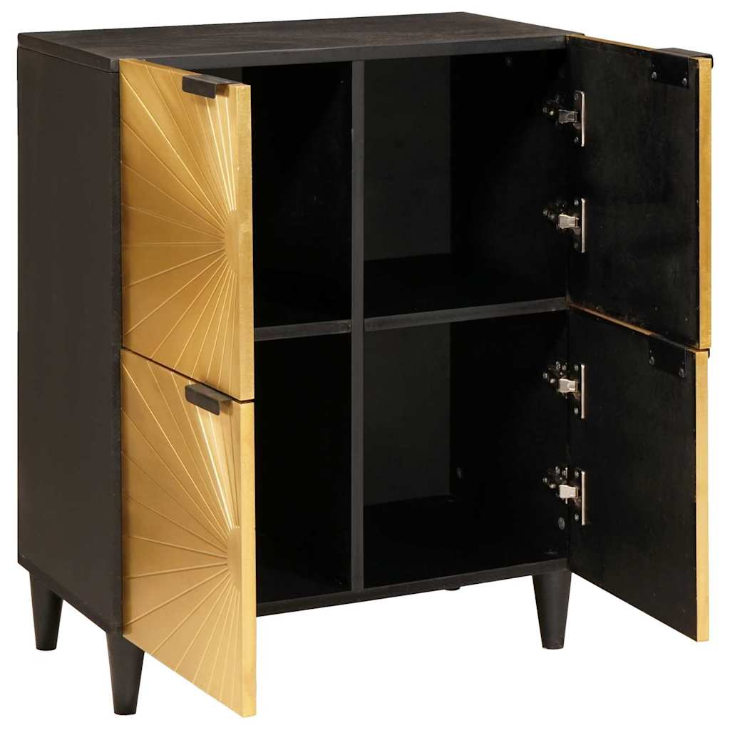 vidaXL Seitenschrank mit Speicher Schwarz und Gold 60 x 33,5 x 75 cm
