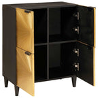 vidaXL Seitenschrank mit Speicher Schwarz und Gold 60 x 33,5 x 75 cm