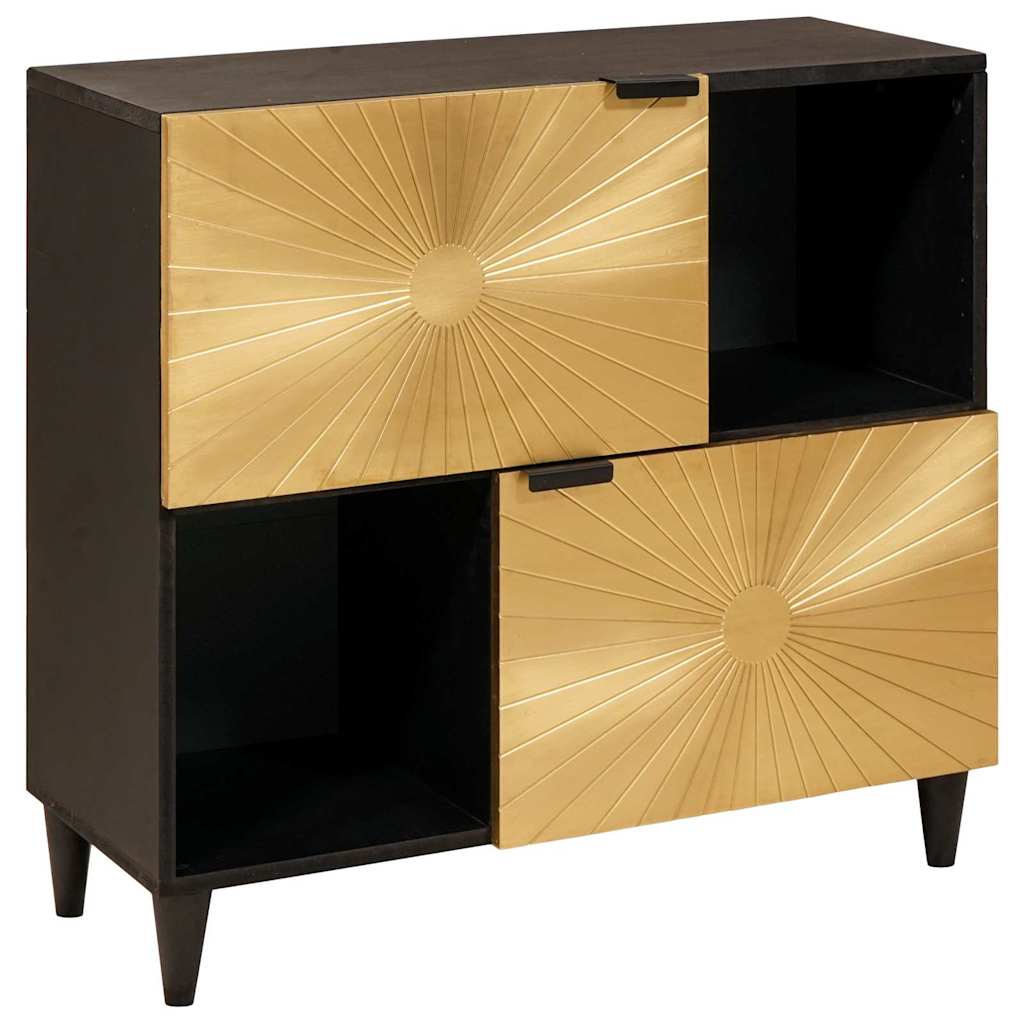 vidaXL Seitenschrank mit Regal Schwarz und Gold 80 x 33,5 x 75 cm