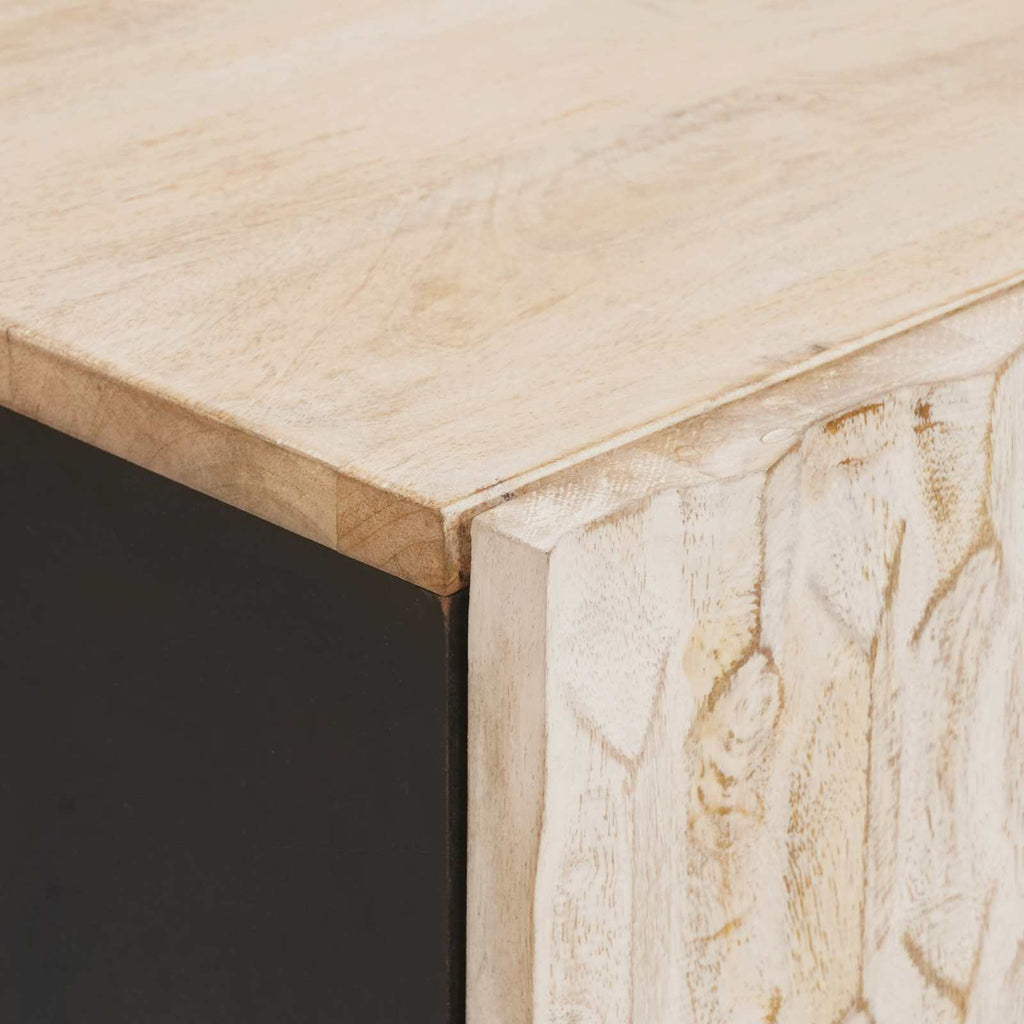 vidaXL Nachttisch mit Schubladen Weiß 40 x 33 x 46 cm Massivholz Mango