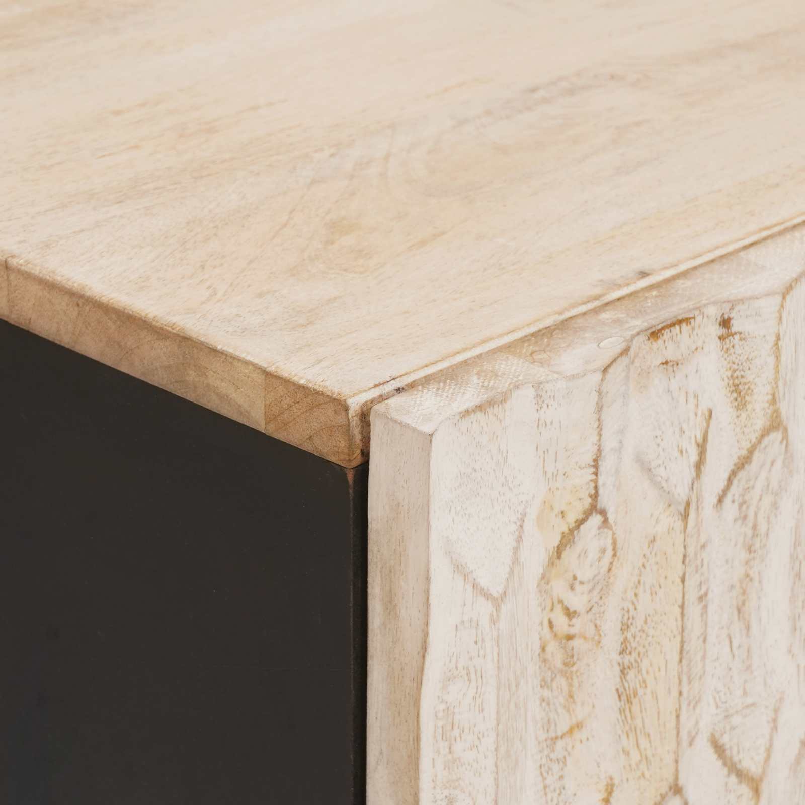 vidaXL Nachttisch mit Schubladen Weiß 40 x 33 x 46 cm Massivholz Mango