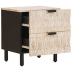 vidaXL Nachttisch mit Schubladen Weiß 40 x 33 x 46 cm Massivholz Mango