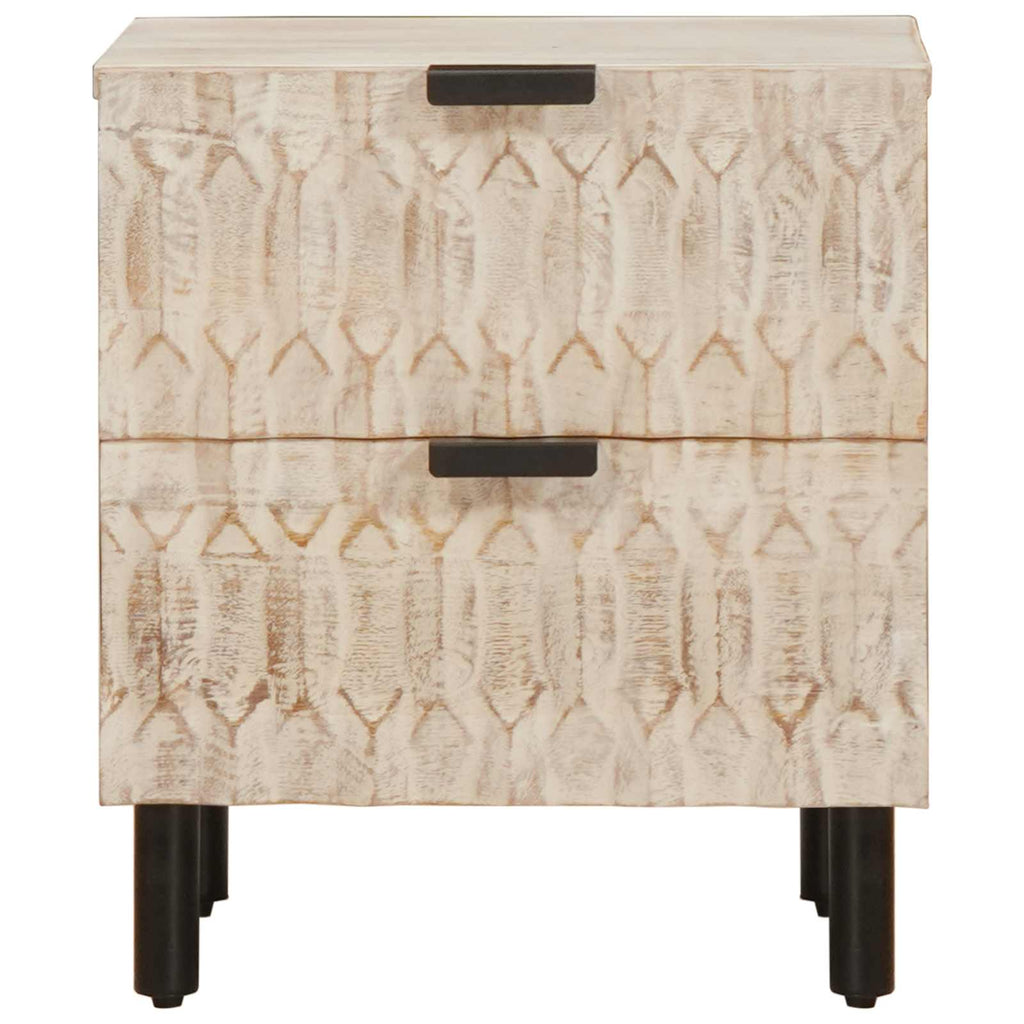 vidaXL Nachttisch mit Schubladen Weiß 40 x 33 x 46 cm Massivholz Mango