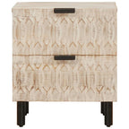 vidaXL Nachttisch mit Schubladen Weiß 40 x 33 x 46 cm Massivholz Mango