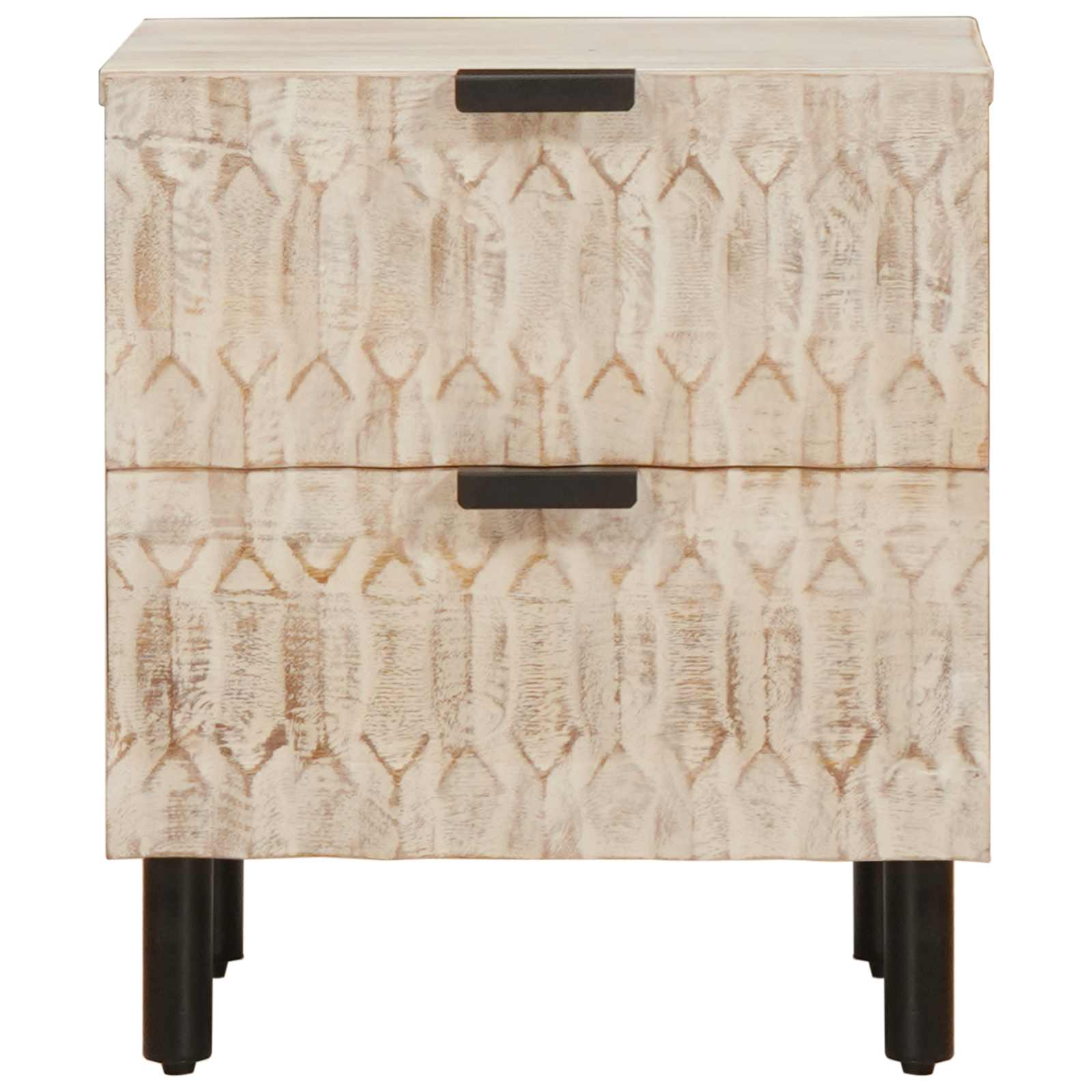 vidaXL Nachttisch mit Schubladen Weiß 40 x 33 x 46 cm Massivholz Mango