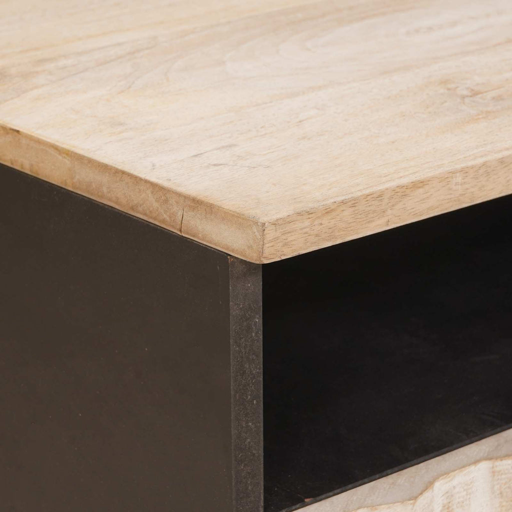 vidaXL Couchtisch mit Schubladen Weiß 80 x 54 x 40 cm Massivholz Mango