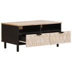 vidaXL Couchtisch mit Schubladen Weiß 80 x 54 x 40 cm Massivholz Mango