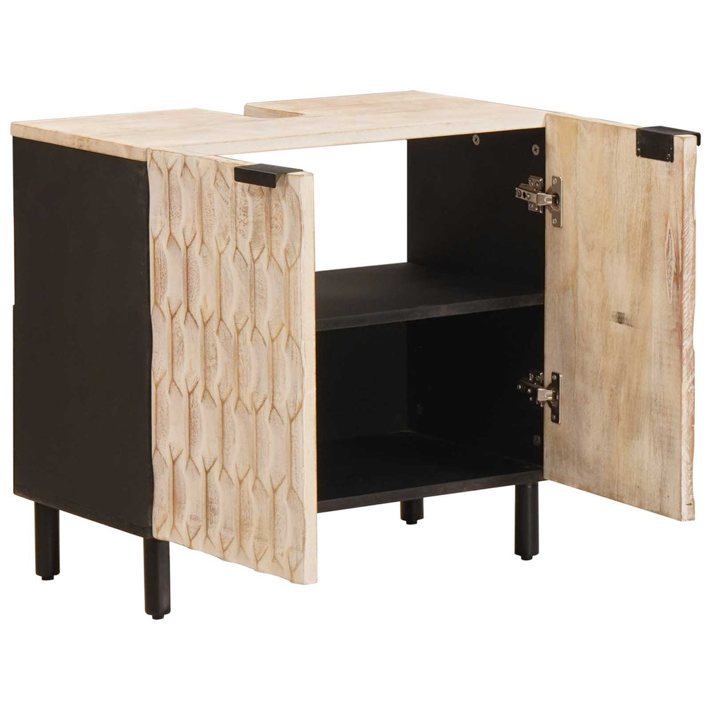 vidaXL Waschbeckenschrank Weiß 62 x 33 x 58 cm Massivholz Mango