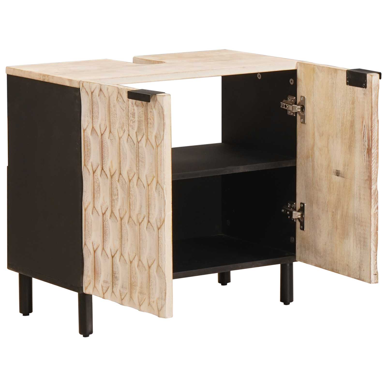 vidaXL Waschbeckenschrank Weiß 62 x 33 x 58 cm Massivholz Mango