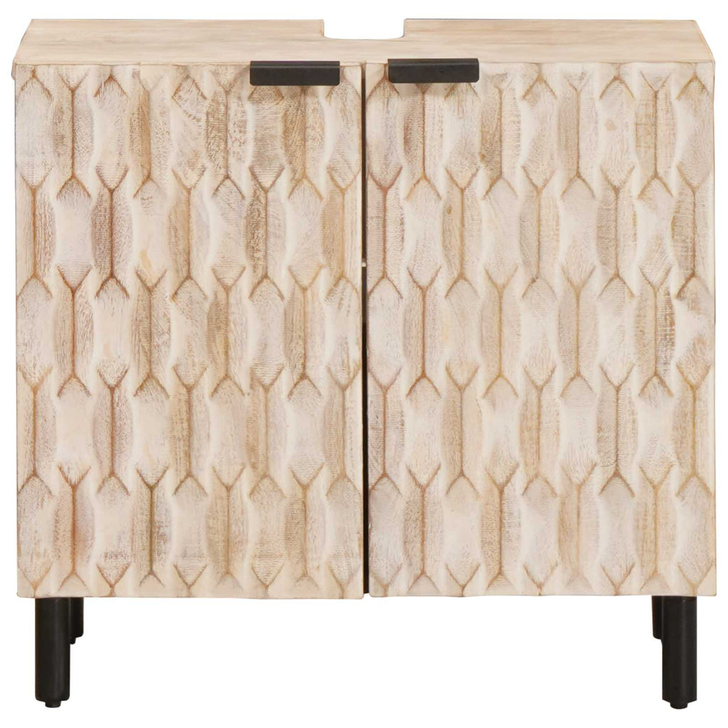 vidaXL Waschbeckenschrank Weiß 62 x 33 x 58 cm Massivholz Mango
