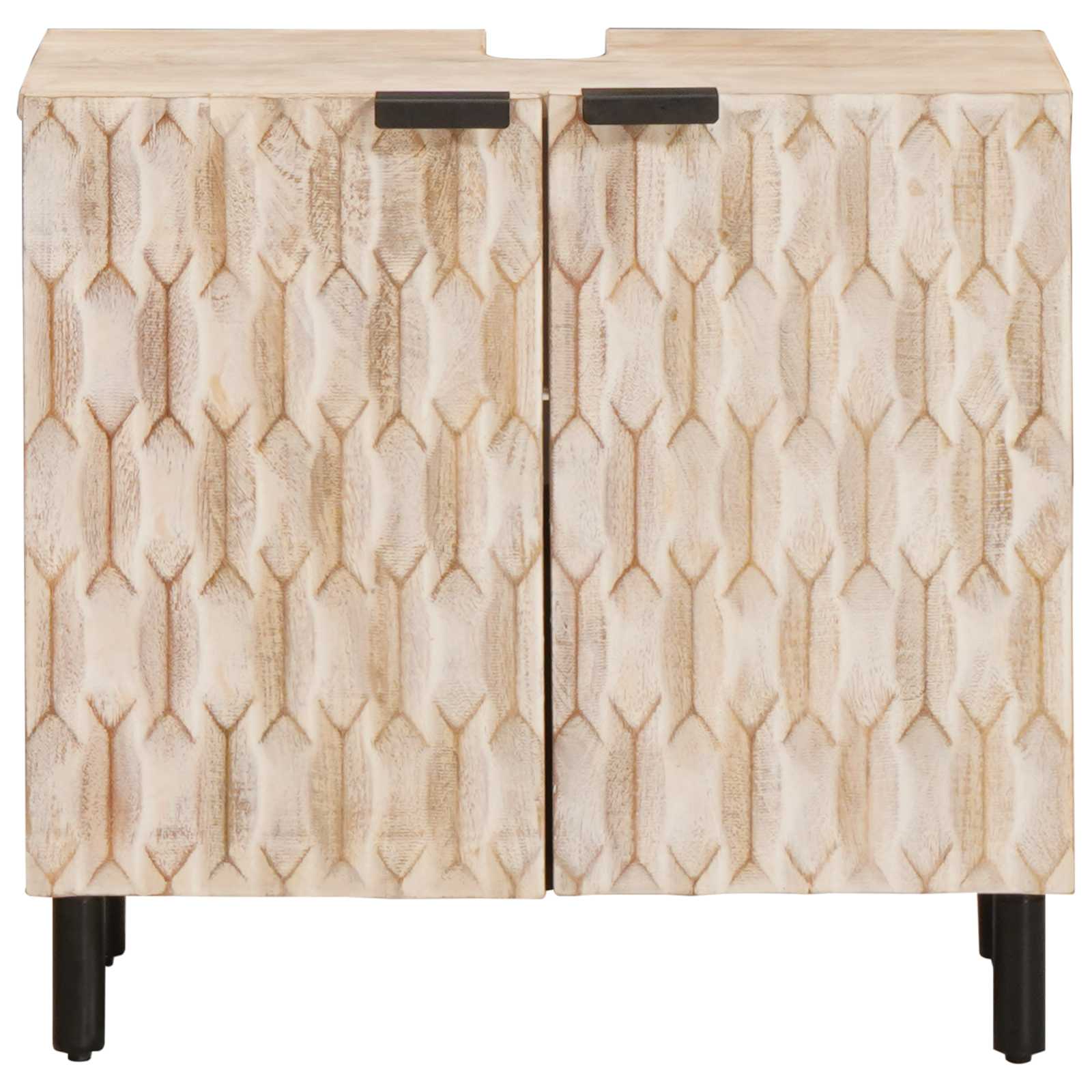 vidaXL Waschbeckenschrank Weiß 62 x 33 x 58 cm Massivholz Mango
