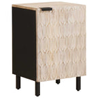 vidaXL Badezimmerschrank mit Tür Weiß 38 x 33 x 58 cm Massivholz Mango