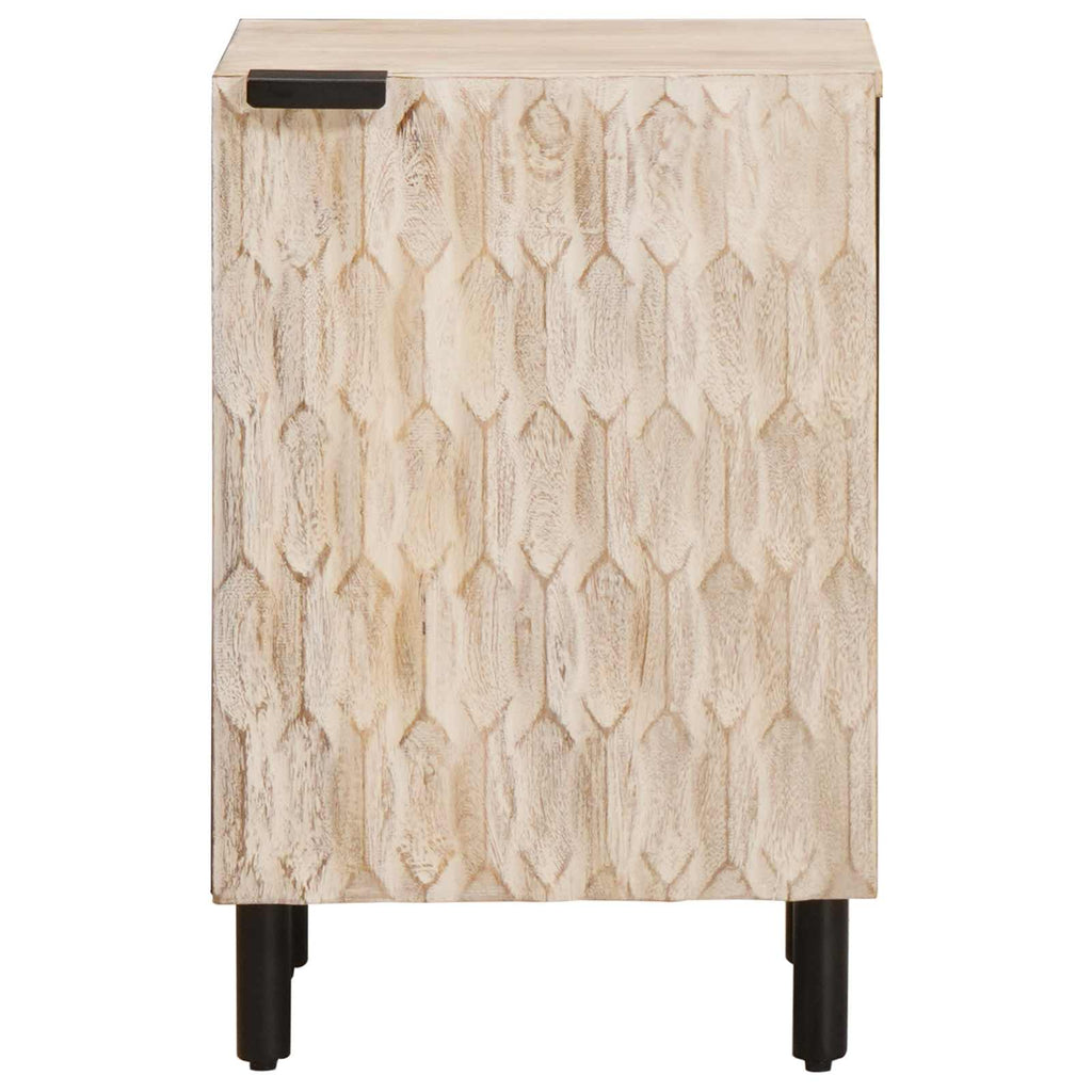 vidaXL Badezimmerschrank mit Tür Weiß 38 x 33 x 58 cm Massivholz Mango