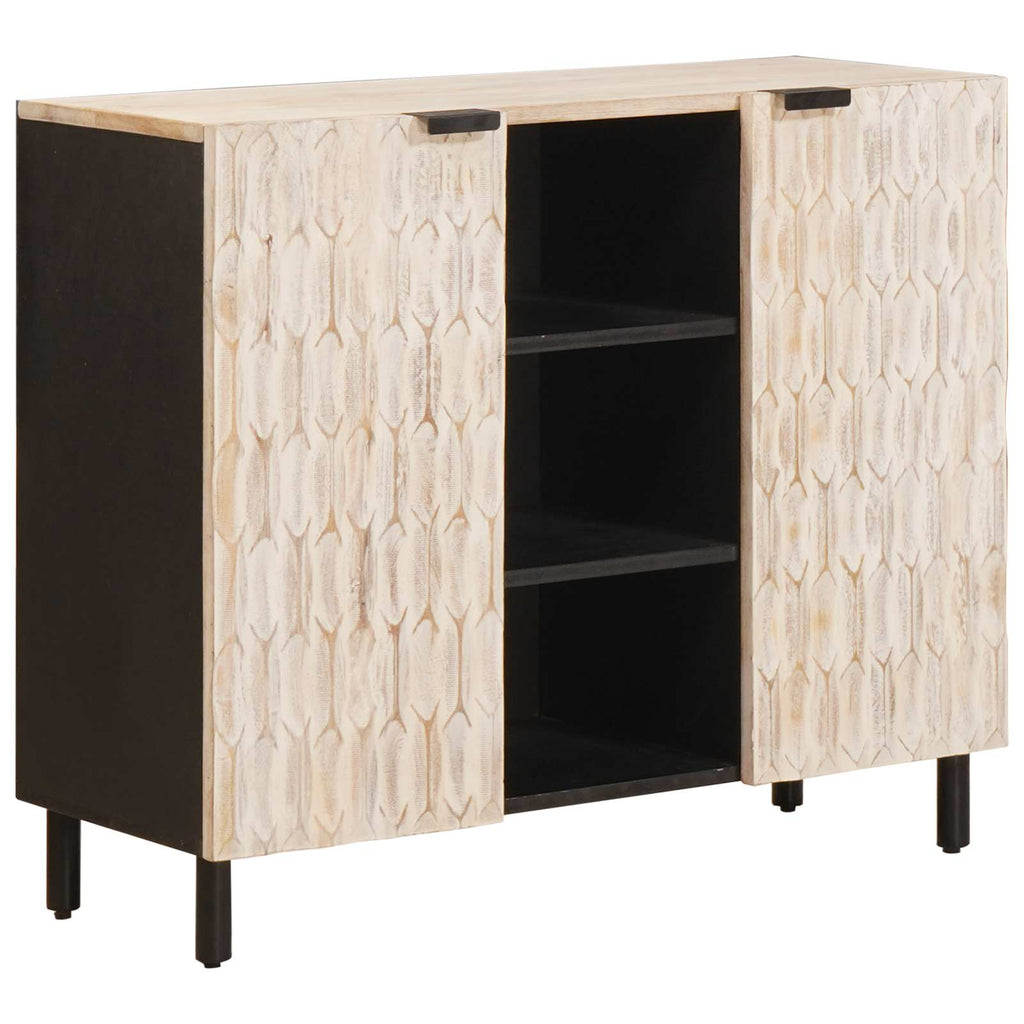 vidaXL Sideboard mit Regal Weiße gewaschene Oberfläche 90 x 33 x 75 cm