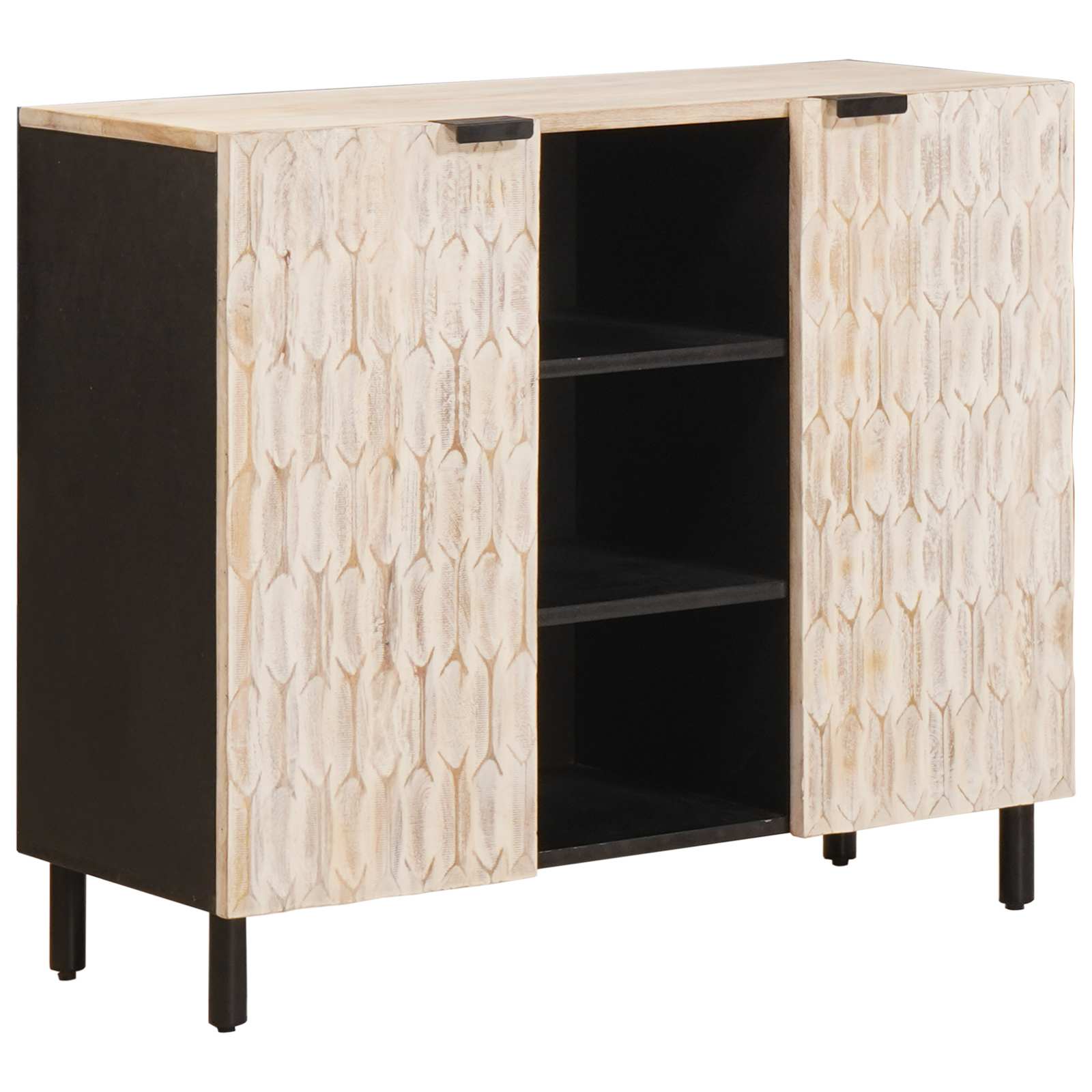 vidaXL Sideboard mit Regal Weiße gewaschene Oberfläche 90 x 33 x 75 cm