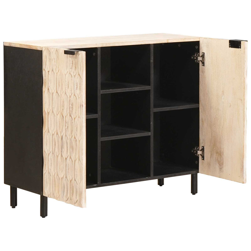vidaXL Sideboard mit Regal Weiße gewaschene Oberfläche 90 x 33 x 75 cm