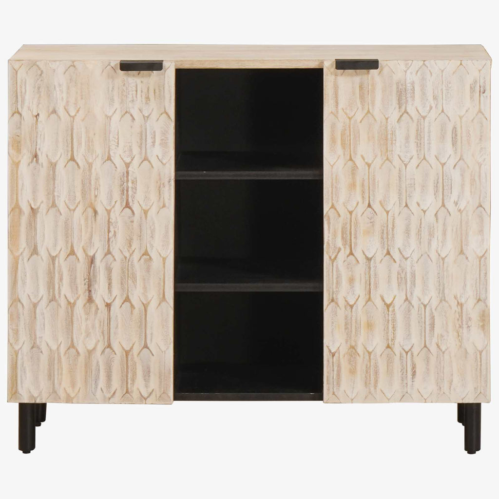 vidaXL Sideboard mit Regal Weiße gewaschene Oberfläche 90 x 33 x 75 cm