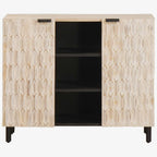 vidaXL Sideboard mit Regal Weiße gewaschene Oberfläche 90 x 33 x 75 cm