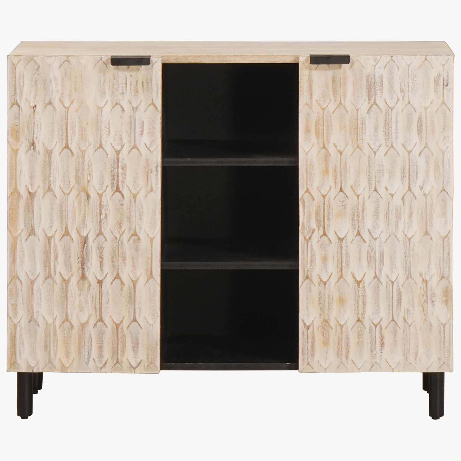 vidaXL Sideboard mit Regal Weiße gewaschene Oberfläche 90 x 33 x 75 cm