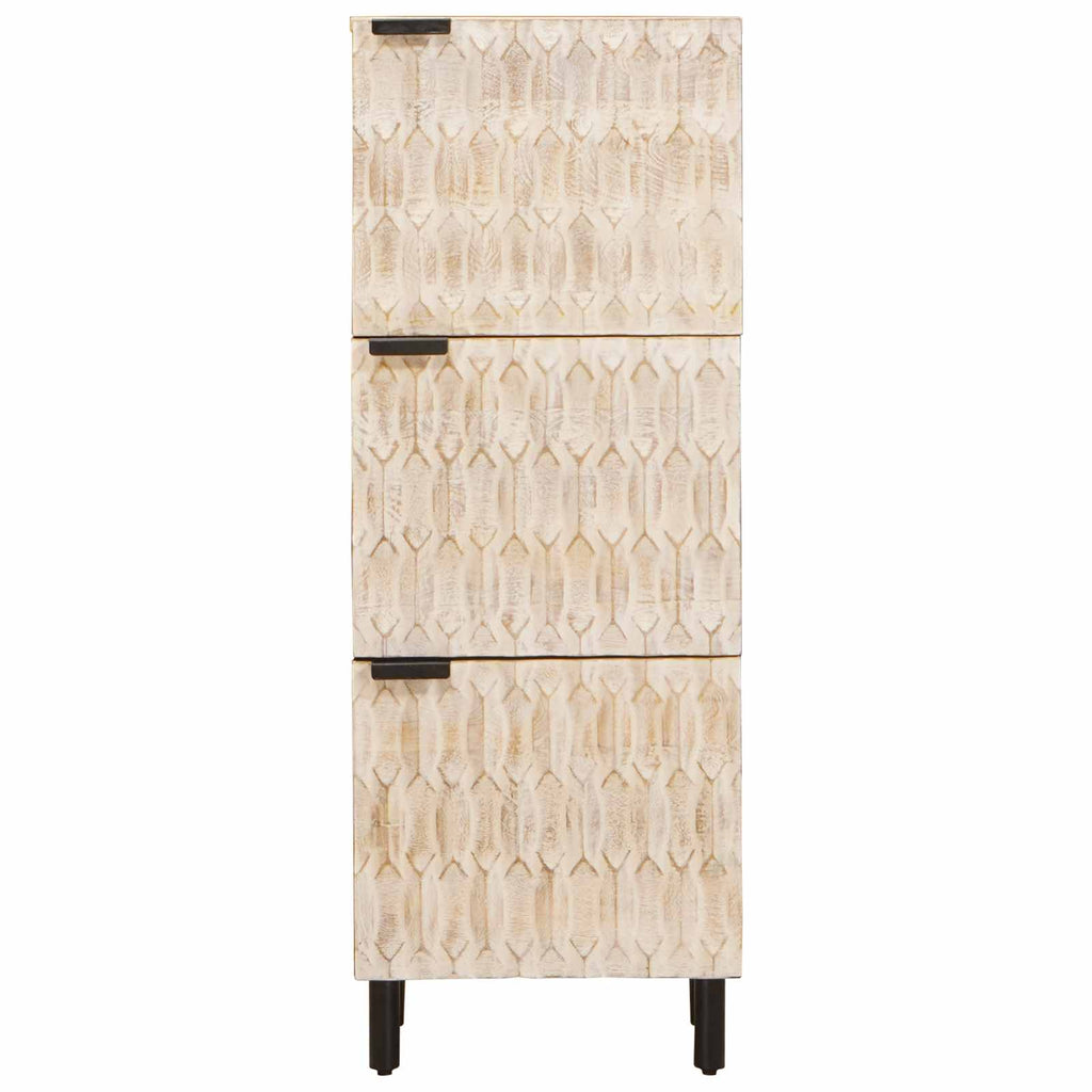 vidaXL Highboard mit Tür Weiße gewaschene Oberfläche 40 x 33 x 110 cm