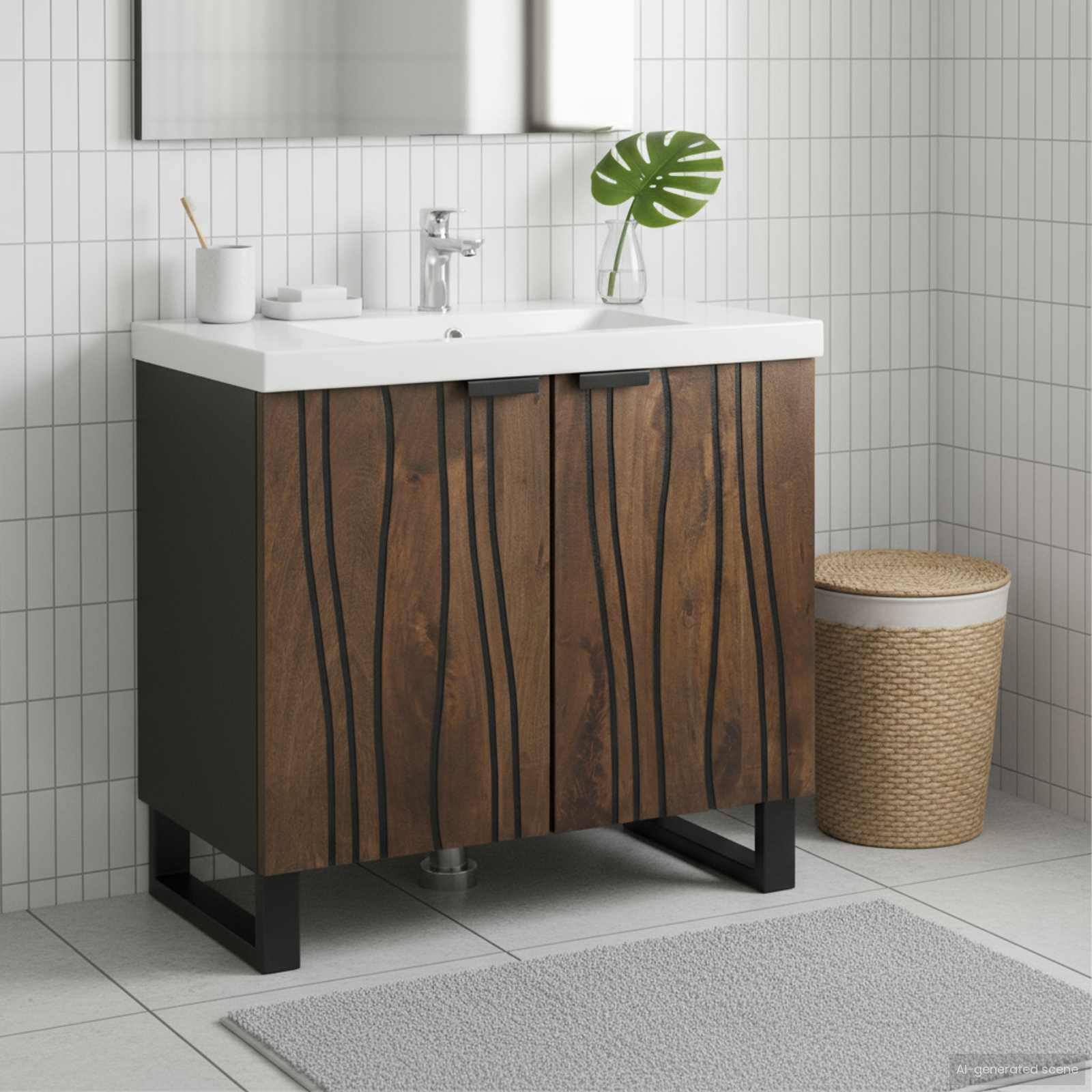 vidaXL Waschbeckenschrank Walnuss 62 x 33 x 58 cm Holzwerkstoff