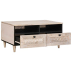 vidaXL Couchtisch Bleached White 80 x 54 x 40 cm Massivholz Mango