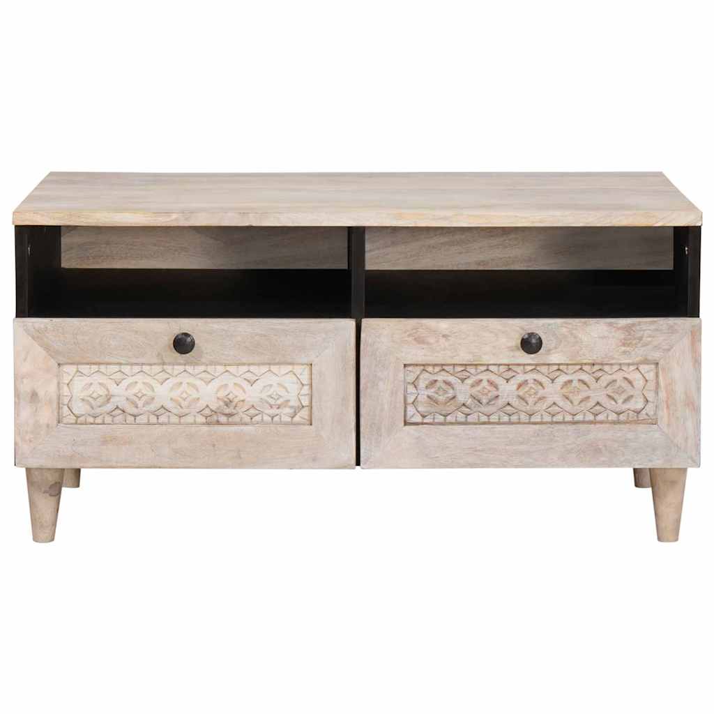 vidaXL Couchtisch Bleached White 80 x 54 x 40 cm Massivholz Mango