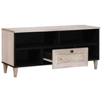 vidaXL TV-Schränk Bleached White 100 x 33 x 46 cm Massivholz Mango