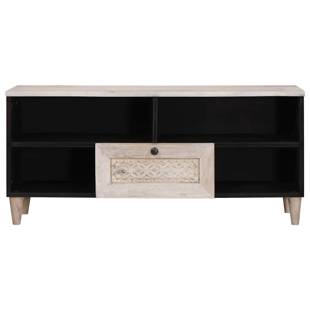 vidaXL TV-Schränk Bleached White 100 x 33 x 46 cm Massivholz Mango