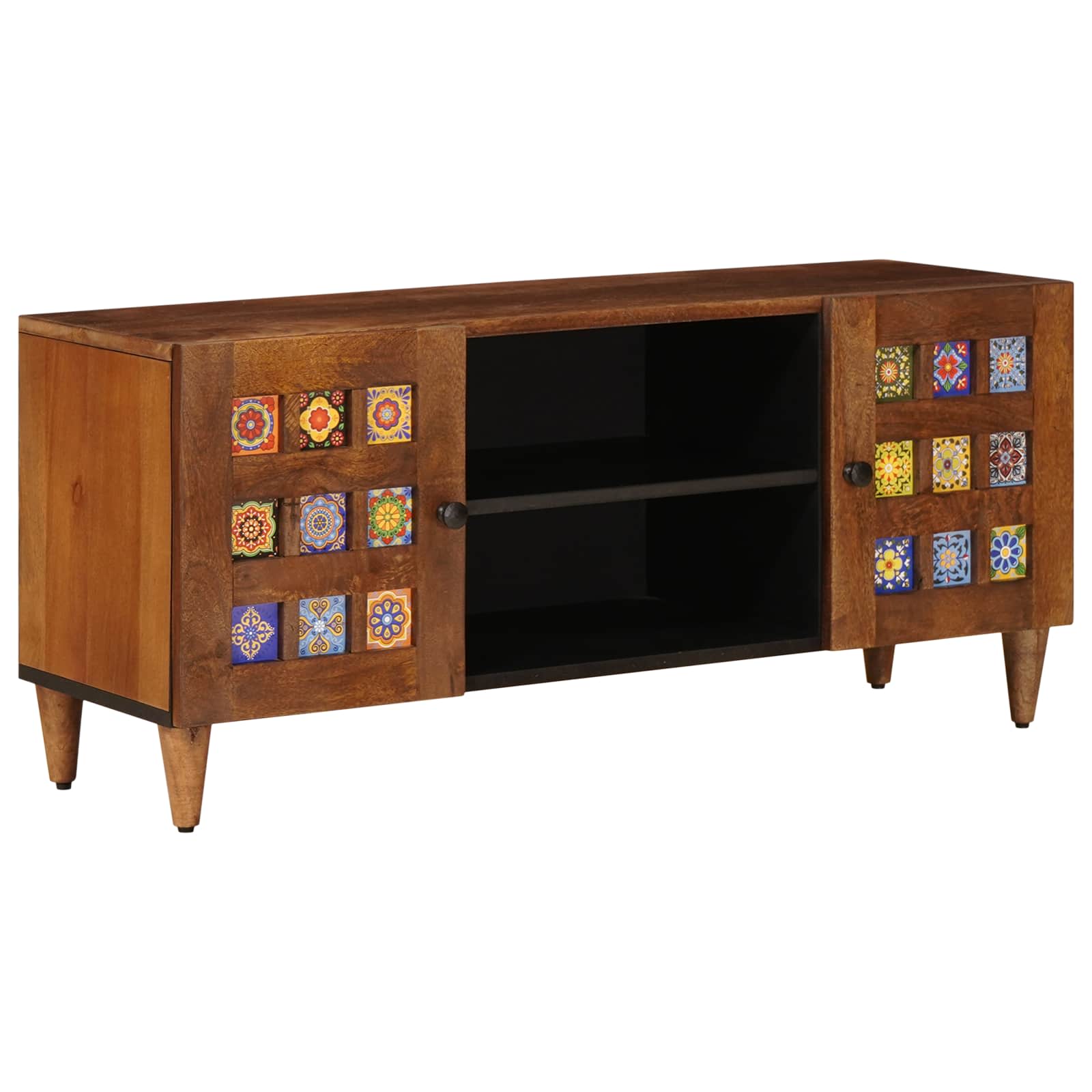 vidaXL TV-Schränk mit Regal Walnuss 105 x 33 x 46 cm Massivholz Mango