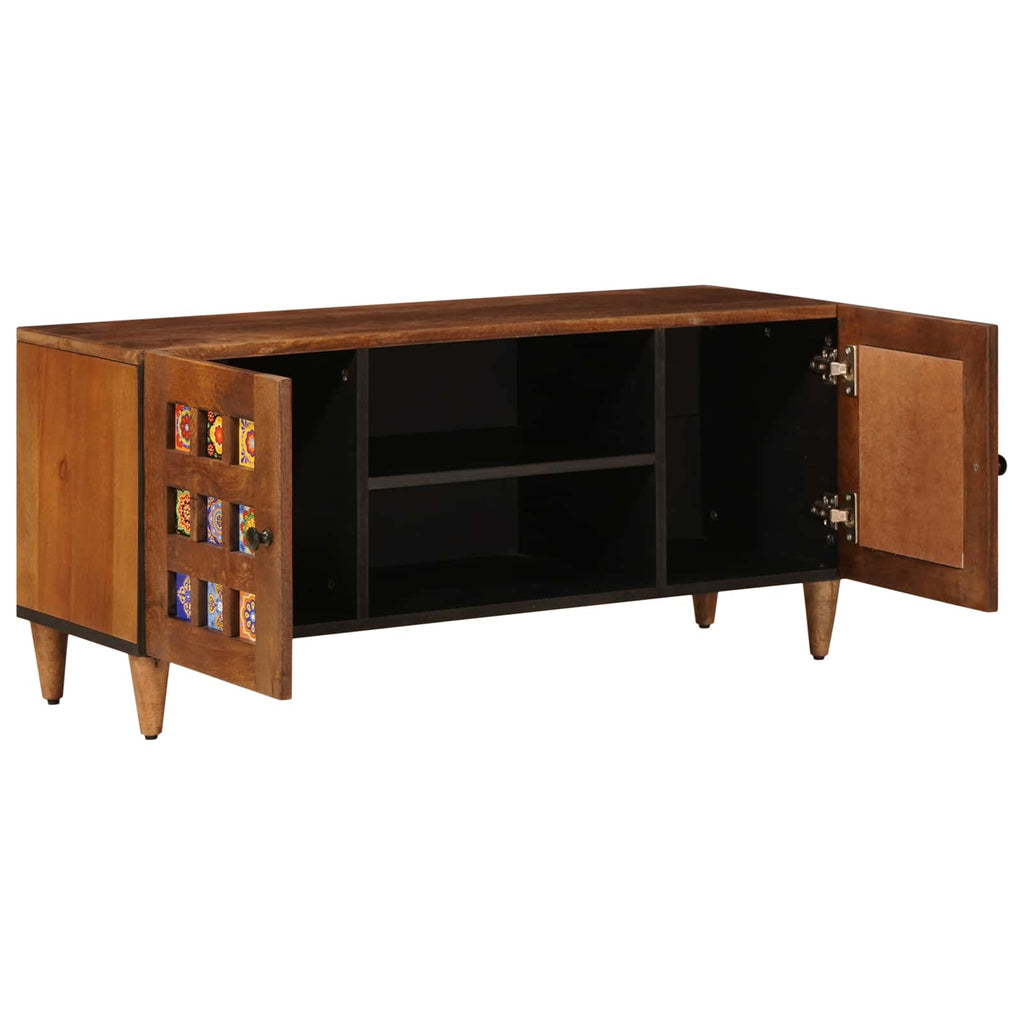 vidaXL TV-Schränk mit Regal Walnuss 105 x 33 x 46 cm Massivholz Mango