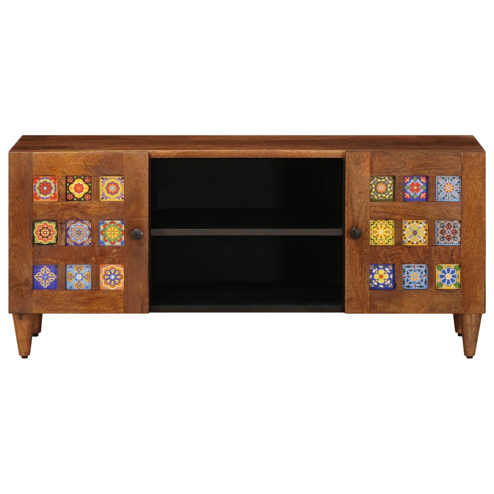 vidaXL TV-Schränk mit Regal Walnuss 105 x 33 x 46 cm Massivholz Mango
