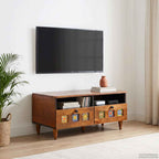 vidaXL TV-Schränk mit Regal Walnuss 105 x 33 x 46 cm Massivholz Mango