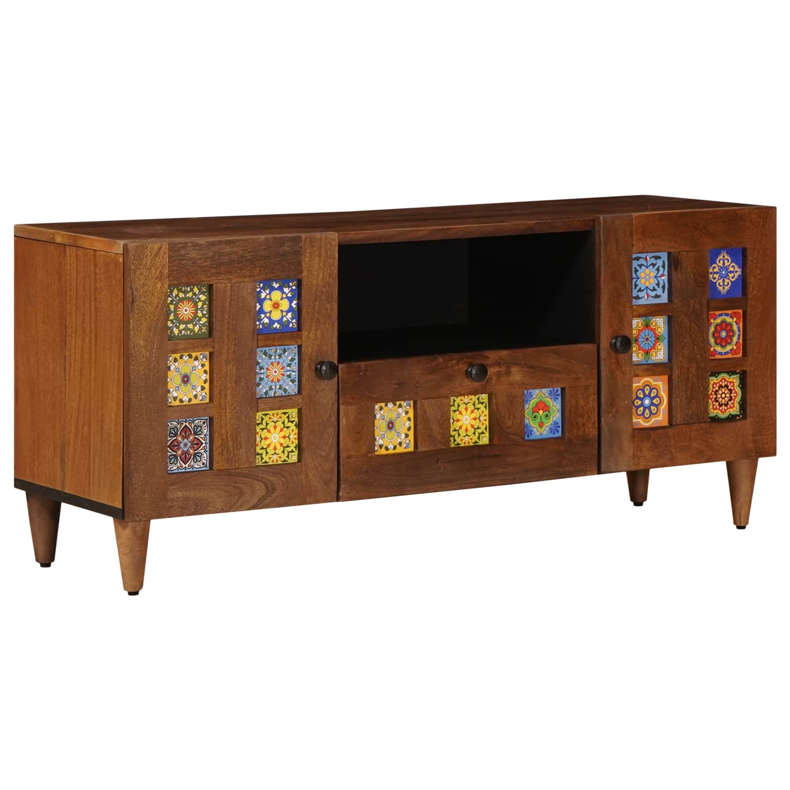 vidaXL TV-Schränk mit Tür Walnuss 105 x 33 x 46 cm Massivholz Mango