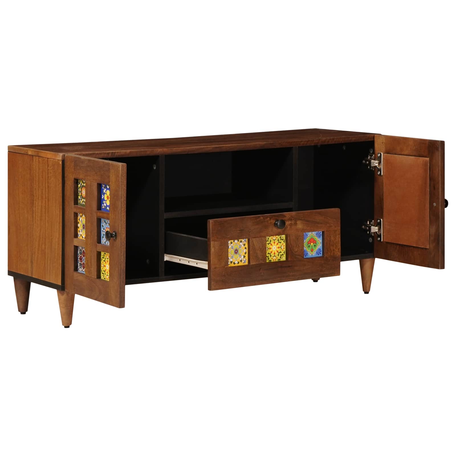 vidaXL TV-Schränk mit Tür Walnuss 105 x 33 x 46 cm Massivholz Mango
