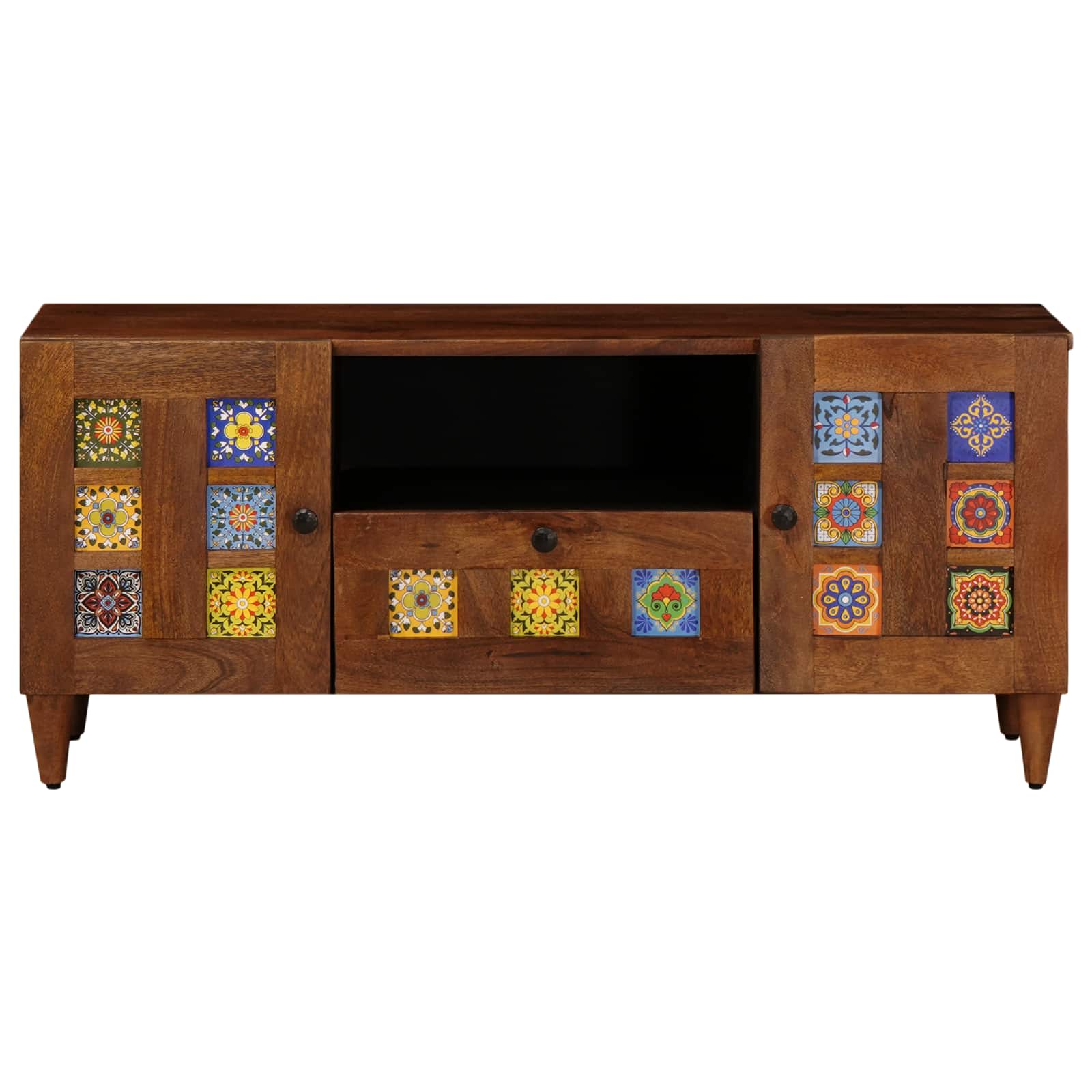 vidaXL TV-Schränk mit Tür Walnuss 105 x 33 x 46 cm Massivholz Mango